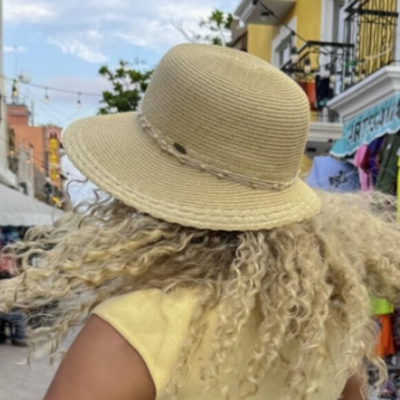 Wooden Bead Trim Cloche C.C Sun Hat or straw bucket hat - Picture 4 of 8